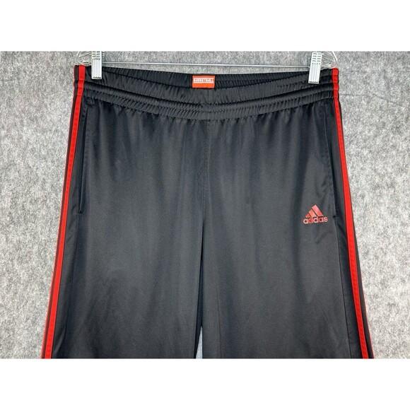 Adidas Pants Men’s Sz L Black Red Track Basketball Joggers Shiny Dazzle Y2K - Picture 2 of 11